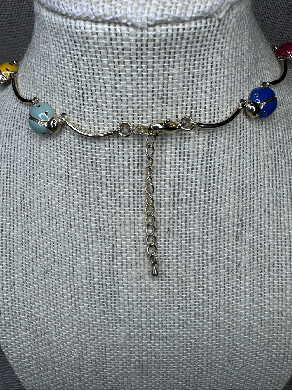 Multicolor Enamel Ladybug Station Necklace - Picture 3 of 6